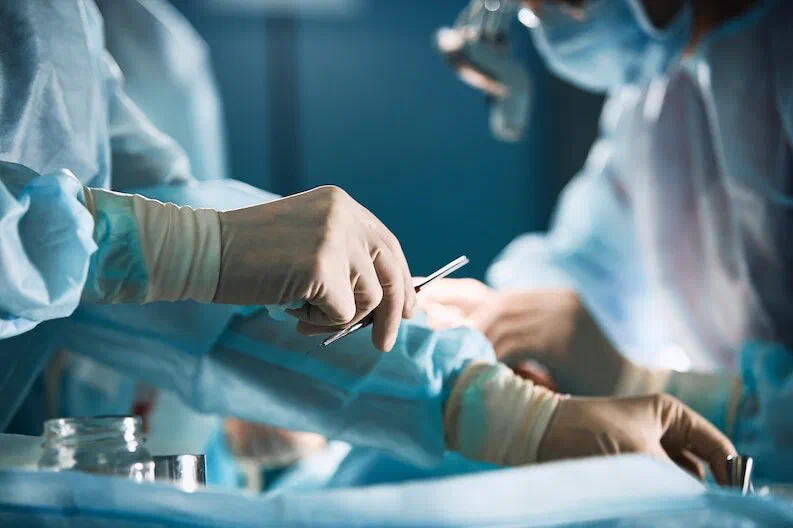 A surgical team at work in the operating theatre